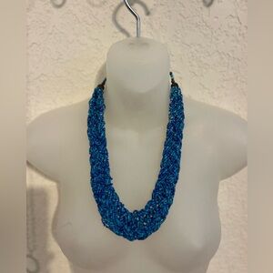Shades of blue seed beaded necklace